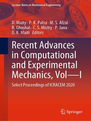 cover image of Recent Advances in Computational and Experimental Mechanics, Vol—I